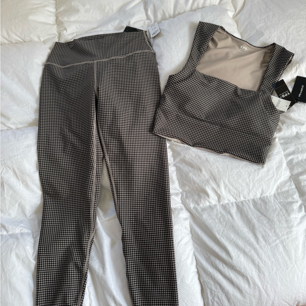 Abercrombie Houndstooth Leggings and Crop Top Workout Set